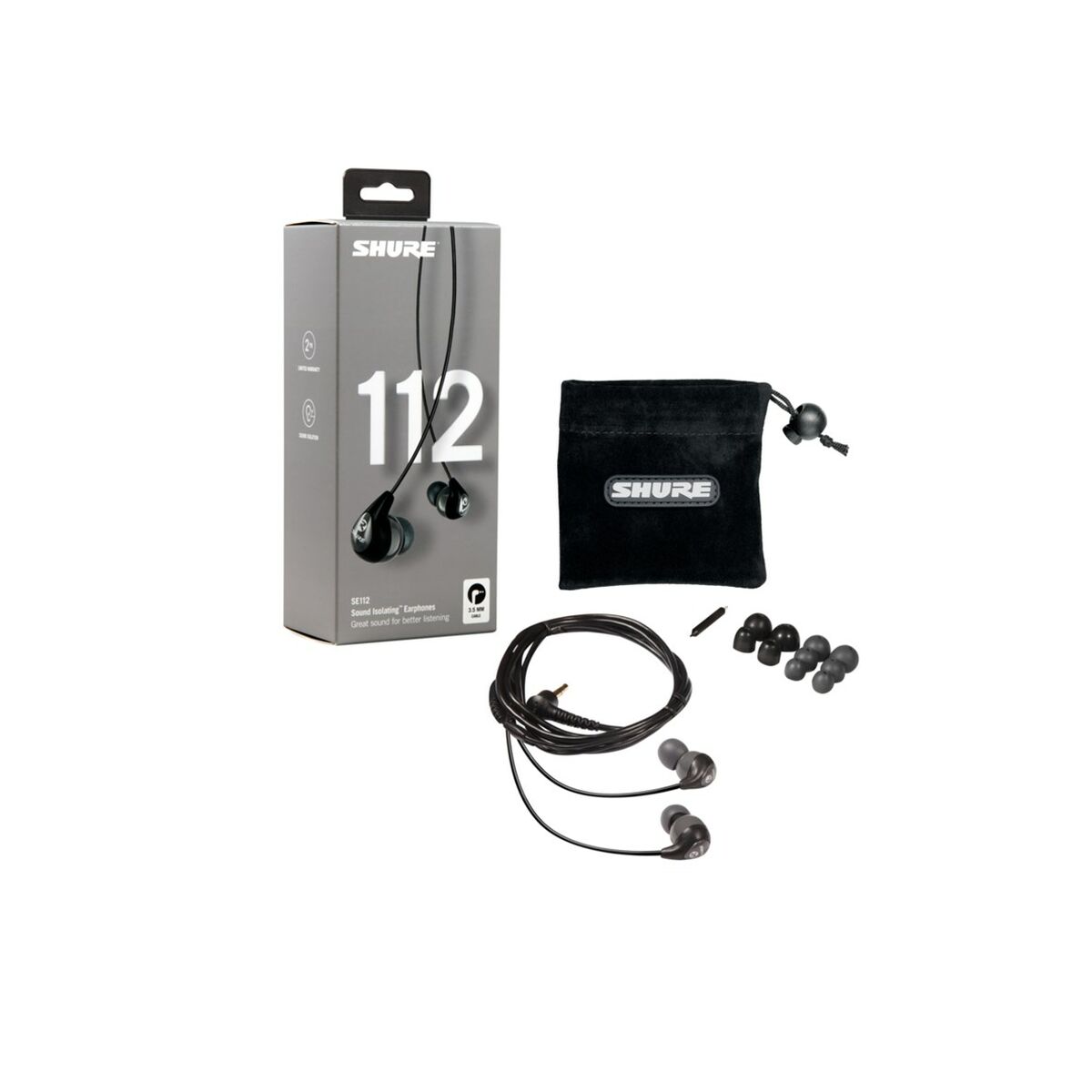 Hoofdtelefoon met microfoon Shure SE112-GR Zwart Grijs